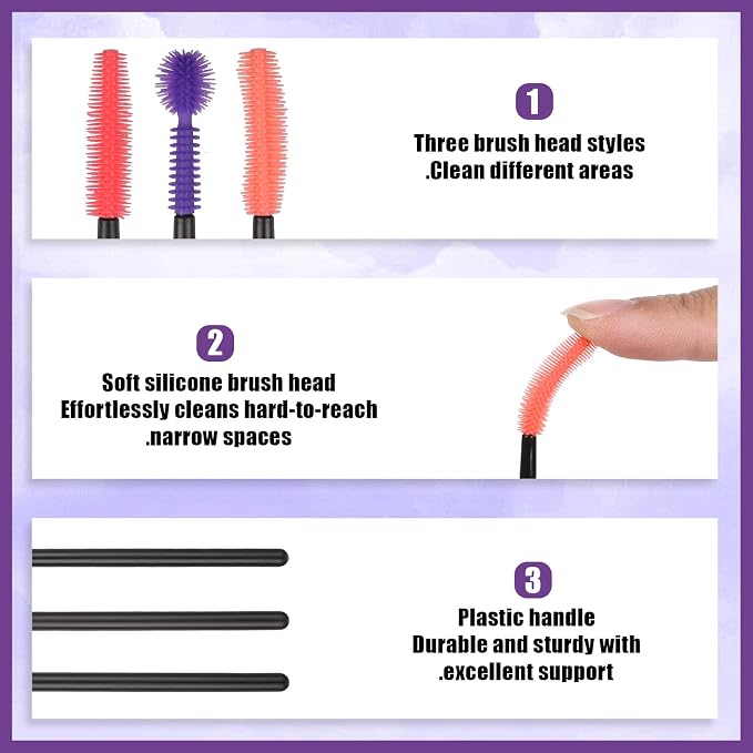 12 Pcs Silicone Nook and Cranny Brush Crevice Cleaning Brushes 3 Styles Sewing Machine Cleaning Brushes Tiny Brush for Sewing Machine, Keyboard, Small Spaces, Orange Purple Red