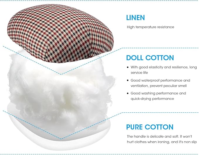 3 BUZZLETT Tailor’s Ham and Seam Roll Set – Premium Tailors Ham for Ironing – Professional Pressing Tools – Linen and Doll Cotton Press Ham for Ironing Smaller Curved Seam
