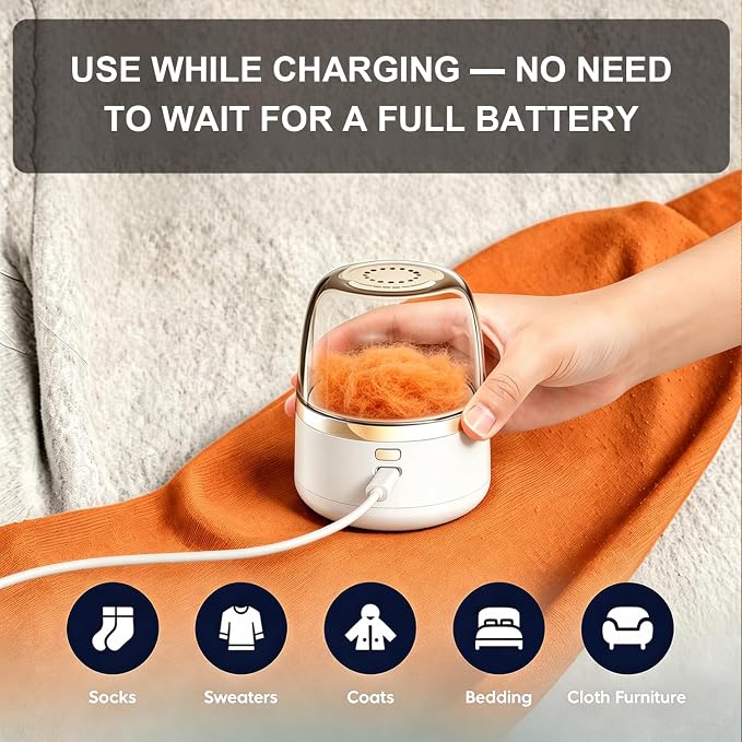 Rechargeable Electric Fabric Shaver, Portable Lint Remover & Sweater Defuzzer with 1+2 Stainless Steel Blades, Remove Pilling Safe for Clothes Couch Sofa Blanket Home and Travel