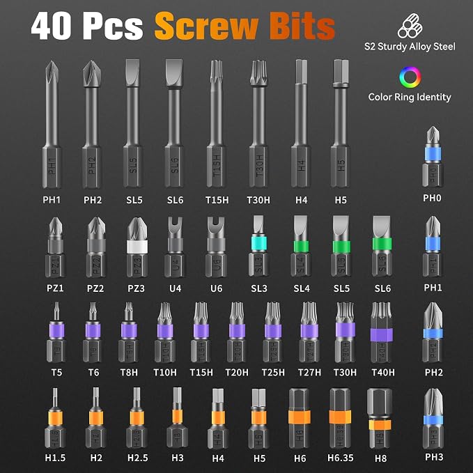 Housolution 43 in 1 Ratchet Screwdriver Set with Detachable Handle | 6.2° Ratchet Head, Multi S2 Steel Bit Free Combination, Portable Repair Tool Kit for Furniture, Computer, Bicycle, DIY