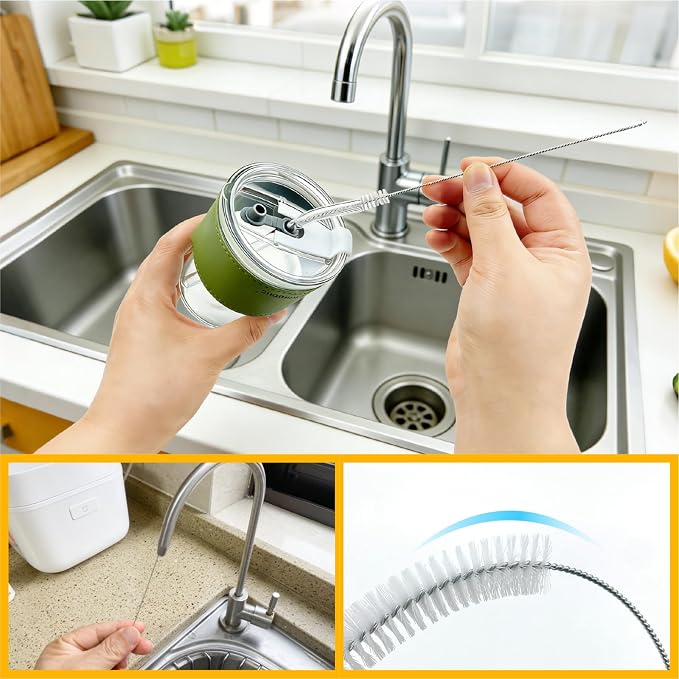 King Origin 13 PCS Deep Crevice Cleaning Brush Set | Flashlight Gloves &Drain Brush - Dryer Vent Cup Lid Straw Gap Cleaning Tools Professional Cleaning Supplies