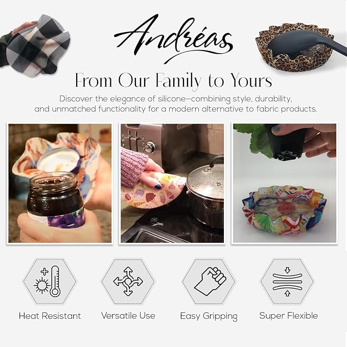 Andreas Silicone Jar Opener, Avocado – 6.25" Non-Slip Lid Gripper & Garlic Peeler, Dishwasher Safe, Multi-Use, Durable Silicone & Fabric, Made in the USA, JO-372