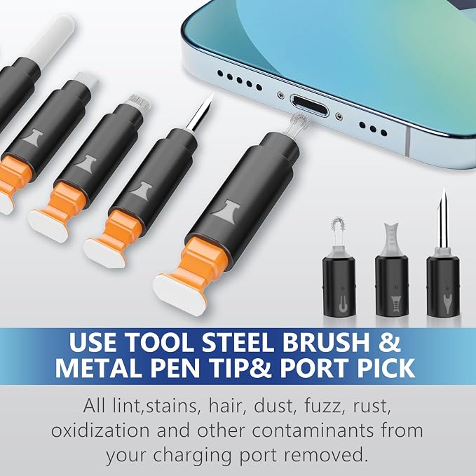 iPhone Cleaning Kit for Charging Port Cell Phone USB C with Storage Case | Multi-Tool, Cleaner Kit for AirPod, iPhone Cleaner, Portable Repair Tool, for Lightning Charger Cable iPad Electronic Devices