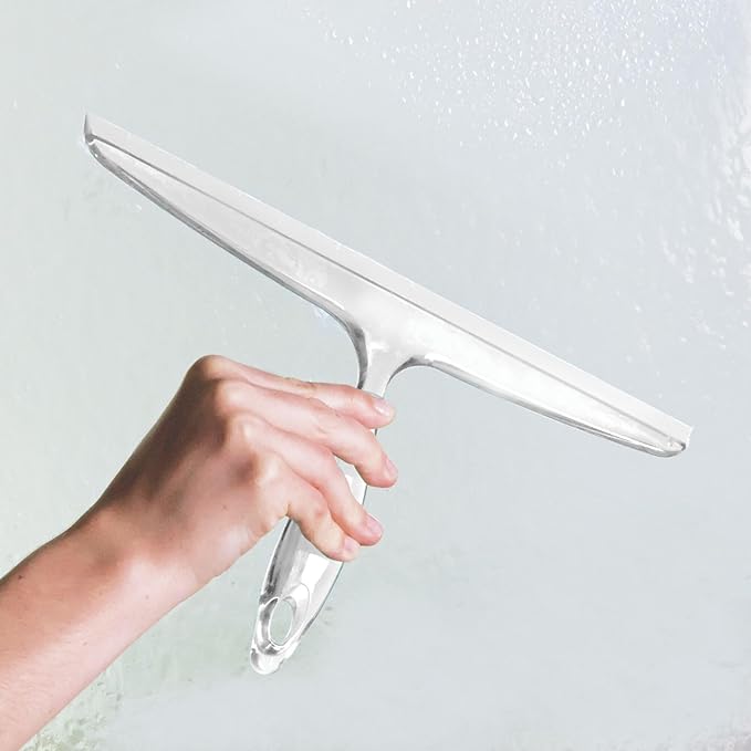 iDesign Bathroom Plastic Shower Squeegee, Clear, Set of 2 | Wall Hook Included