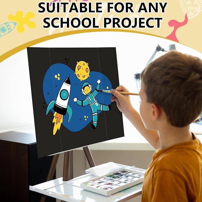 HAUTOCO 3 Pcs Small Trifold Poster Board 21'' x 14'' Project Boards | Corrugated Tri Fold Presentation Boards for Science Fair, School Projects, Event Displays & Business Presentations, Black