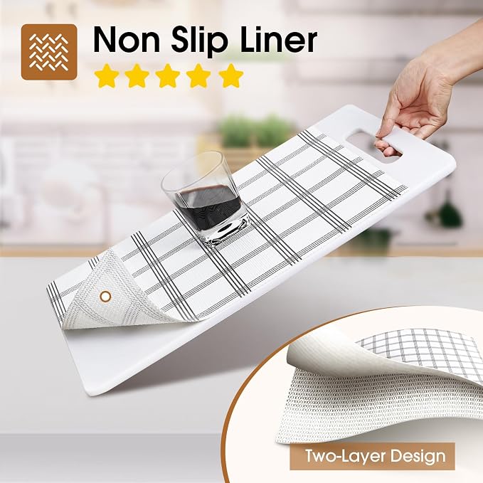 Beautysaid Shelf and Drawer Liner for Kitchen Cabinet Non Adhesive Non Slip | Shelf Paper Waterproof Washable Thickened for Dresser Pantry Shelve Bathroom Protector Liner(Plaid,23.6 in x 10 FT)