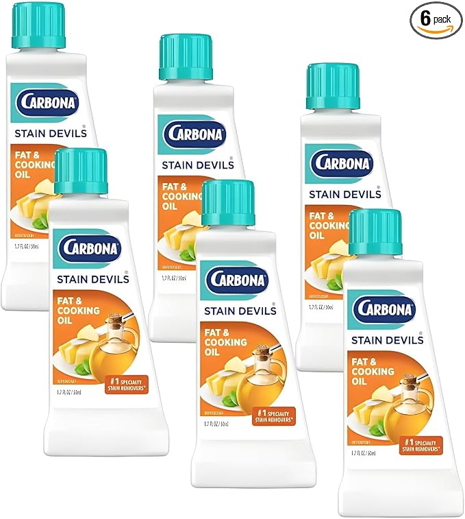 Carbona Stain Devils® #5 | Fat & Cooking Oil | Professional Strength Laundry Stain Remover | Multi-Fabric Cleaner | Safe Formula | 1.7 Fl Oz, 6 Pack