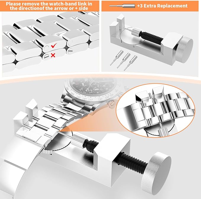 Watch Link Removal Kit, BYNIIUR Watch Repair Kit, Watch Case Opener Spring Bar Tools, Watch Battery Replacement Tool Kit, Watch Band Link Pin Tool Set with Carrying Case and Instruction Manual