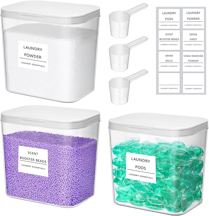 Lifewit Laundry Pods Container with Pop-up Lid, Coffee Pod K Cup Storage, Laundry Room Organization, Dryer Sheet Holder for Washing Powder Detergent, 2700 ml/0.72gal, 3PCS