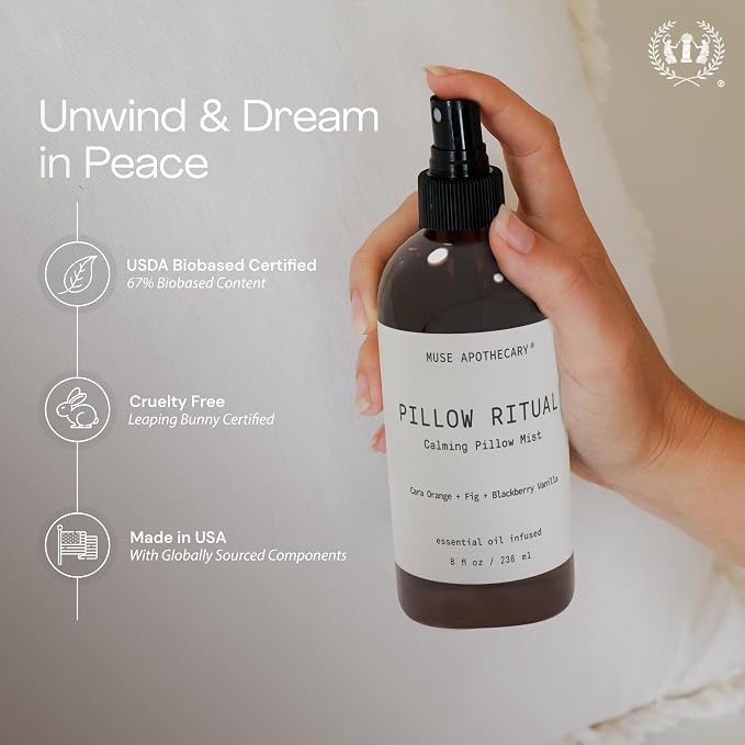 Muse Apothecary Pillow Ritual - Aromatic, Calming and Relaxing Pillow Mist, Linen and Fabric Spray - Infused with Aromatherapy Essential Oils - 4 oz, Cara Orange + Fig + Blackberry Vanilla, 2 Pack