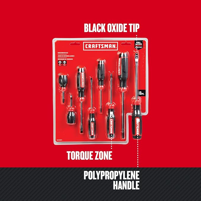 CRAFTSMAN Screwdriver Set, Bi-Material, 8 Piece Set (CMHT65075N)