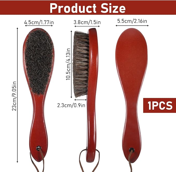 Clothes Lint Remover Brush, Garment Lint Brush | Pure Horse Bristle, Beech Wood Handle, for Removing Pet Hair and Dust from Sweaters, Coats, Blankets and Furniture