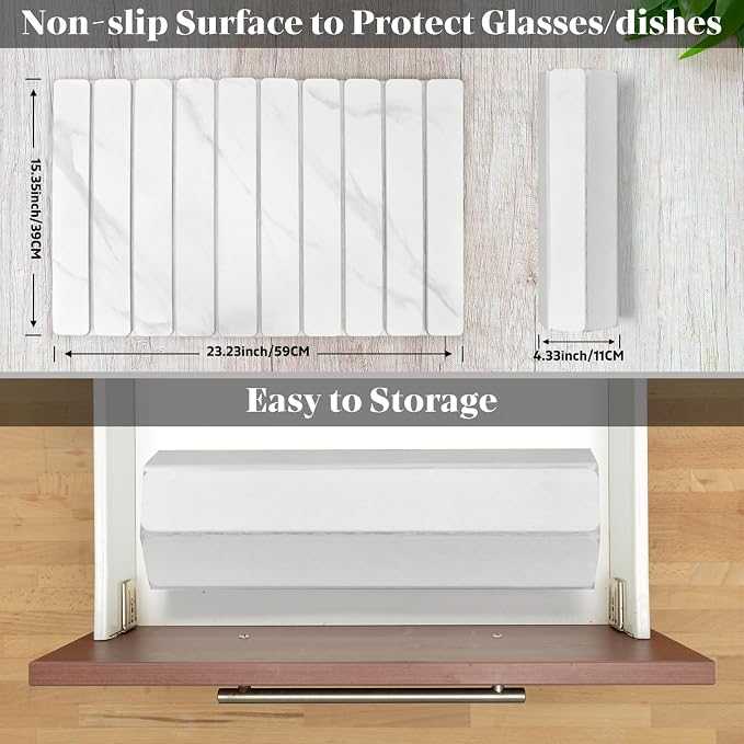 Large Stone Dish Drying Mat for Kitchen Counter, Foldable Quick Drying Dish Mats, Ultra Absorbent Diatomaceous Earth Mats for Dishes Bottles Cups, Match Any Countertop (White Marble 24"×16" & 8"x4")