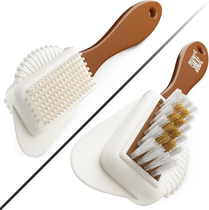Suede Brush & Nubuck Cleaner – 4-Way Suede Cleaning Brush for Shoes | Suede Shoe Brush & Suede Cleaner — Rubber Bristles, Welts, Nylon/Brass Lift Dirt from Shoes, Boots, Bags & Purses