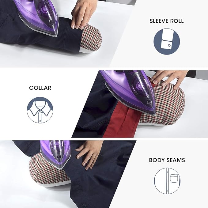 3 BUZZLETT Tailor’s Ham and Seam Roll Set – Premium Tailors Ham for Ironing – Professional Pressing Tools – Linen and Doll Cotton Press Ham for Ironing Smaller Curved Seam