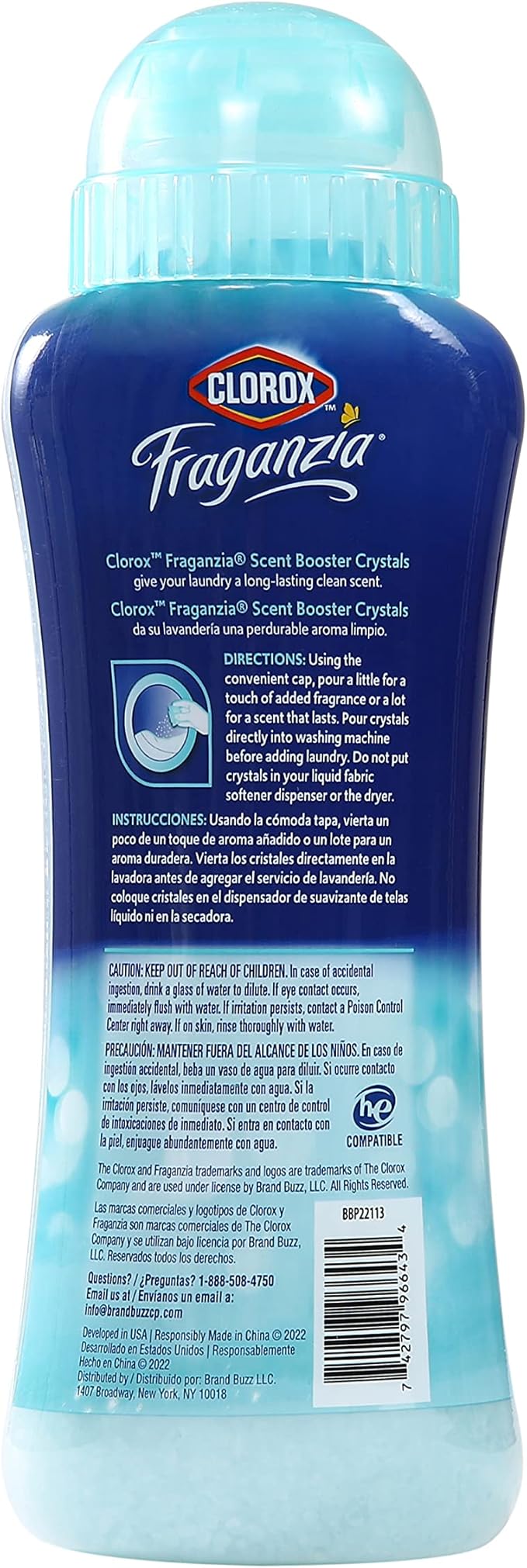 Clorox Fraganzia In-Wash Scent Booster Crystals, Ocean, 2x18 Oz | HE-compatible fragrance beads safe for all fabrics and colors; boosts freshness on clothes and linens