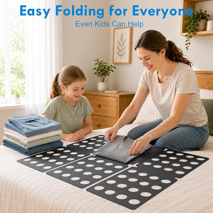 Shirt Folder Mini Clothes Folding Board for T-Shirts and Laundry | Durable Plastic Folding Tool, Neat Organization, Easy Fold for Travel or Home, Laundry Liners