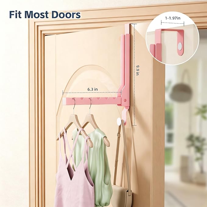 2 Pack Over The Door Drying Rack for Laundry, Over The Door Hanger Foldable, Heavy Duty Over The Door Hooks Hanger,Over Door Hook for Hanging Clothes,Rust-Resistant Over The Door Clothes Hanger