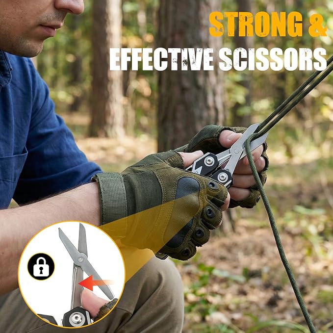Multper 21-in-1 Multitool with Pocket Knife & Scissors,Screwdriver | Foldable Stainless Steel Multi Tool with EDC Sheath,Self-locking, Ideal for Camping, Survival,Simple Repair, Gifts for Men