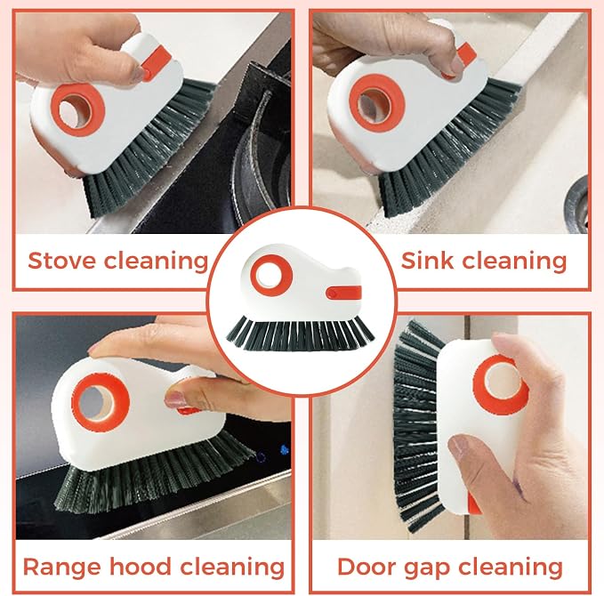 2 Sets Window Track Cleaner Tools, 2-in-1 Groove Cleaning Brush | Scraper & Dustpan, Hard Bristle Crevice Brush, Sliding Door, Window Sill, Shower Seal, Reusable Deep Cleaning Tools
