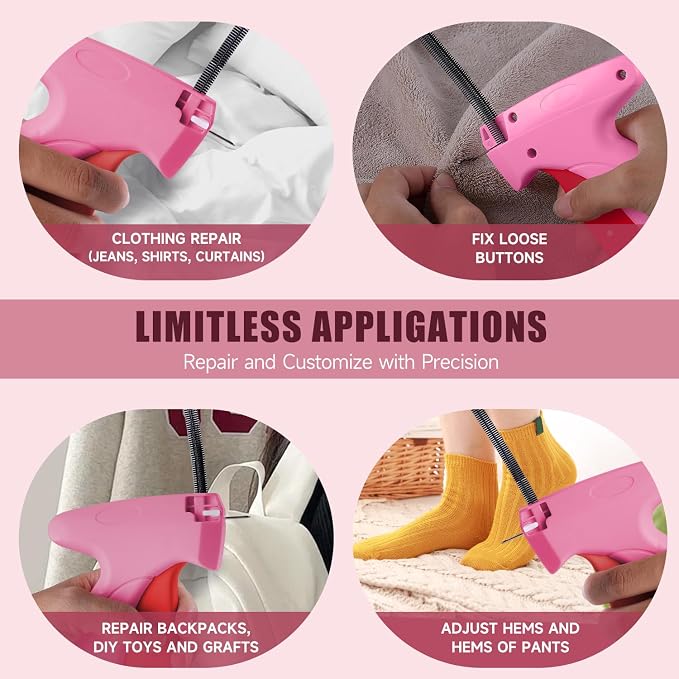 Micro Tag Gun for Clothes - Rose and Red Color Mini Stitch Gun for Clothes Fabric-Friendly Design Single Stitch Sewing Gun Quick Clothing Fixer Total 4000 Fasteners