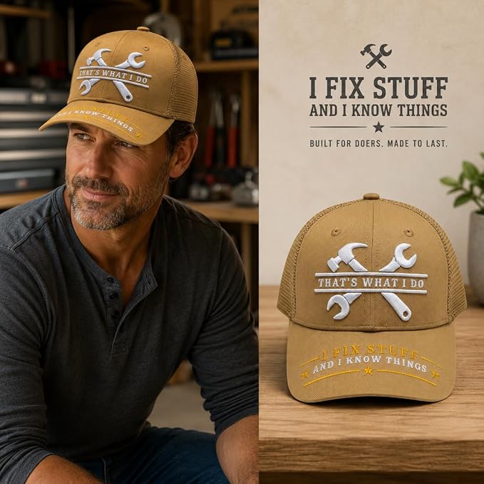 I Fix Stuff Funny Dad Hat,Gifts for Men Who Have Everything,Fathers Day Birthday Gift for Dad OR Husband