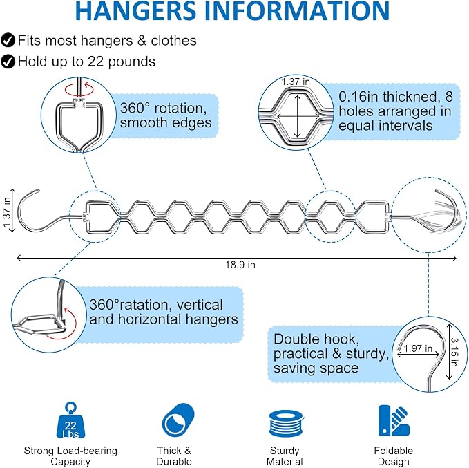 12 Pack Space Saving Hangers for Clothes, Sturdy Metal Hangers Heavy Duty | Magic Clothes Space Saver Hanger Organizer with 360° Swivel Hook, Closet Organizers and Storage Dorm Room Essentials Silver