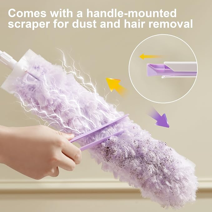 JOYMOOP Ceiling Fan Cleaner Duster and Cobweb Duster with Extension Pole, 28–98 Inch Handle and 6 Refills for High Ceilings and Furniture
