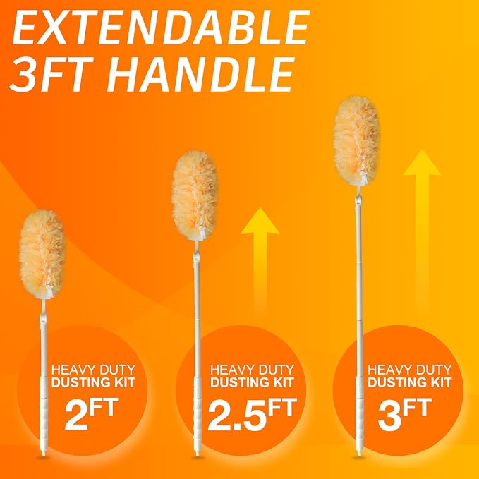 Duster Refills for Swiffer 100 Count with 1 Handle, Heavy Duty 4X Microfiber 360° Swivel Disposable Dusting Pads for Multi-Surface Cleaning - Unscented