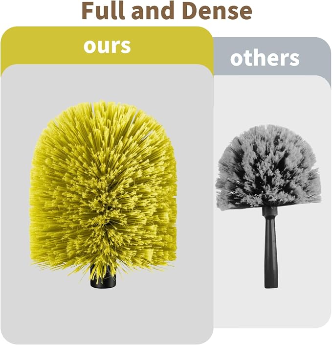 2 Pack Screw on Webster Cobweb Duster Head for Pole,Spider Web Remover Brush, Cobweb Duster Head Attachment,Fits Standard 3/4 inch Threaded Poles(Big, Green)