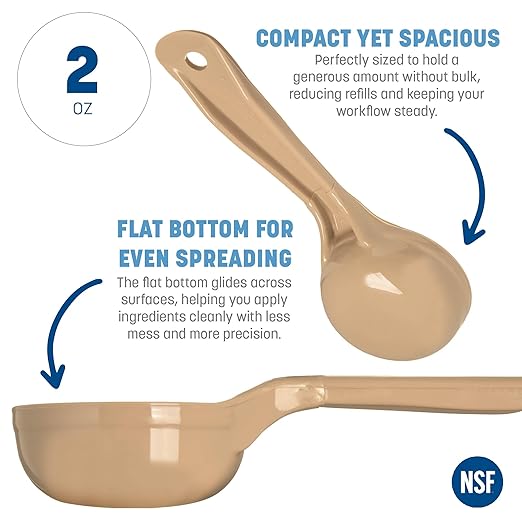 Carlisle FoodService Products Measure Miser Plastic Measuring Spoon with Short Handle, 2 Ounces, Beige, 1 Count (Pack of 1)