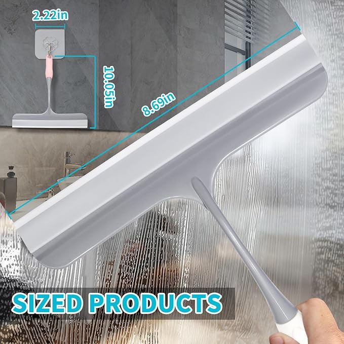3pcs mini Squeegee Shower Squeegee for Glass Doors, with 3 Adhesive Hooks, Squeegee for Shower Glass Window Cleaning Squeegee Glass Shower Door for Car Window Wiper Mirror Windshield