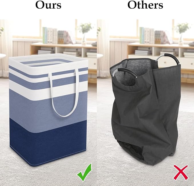 StorageRight Laundry Basket Hamper Large Collapsible Laundry Hamper with Easy Carry Handles，Freestanding Clothes Hampers for Laundry, Bedroom, Dorm, Clothes, Towels, 75L, Gradient Blue | Freestanding Clothes Hampers, Foldable design, with Easy Carry Ha...
