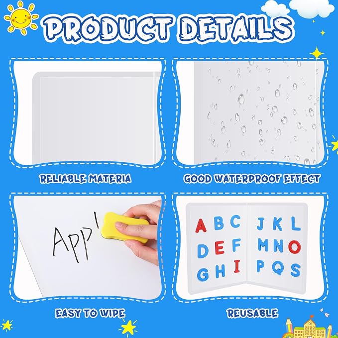 Motipuns 6 Pcs Folding Magnetic Dry Erase Activity Boards Foldable Magnetic Board Dry Erase Learning Project Scrum Folding Whiteboard for Students School Classroom