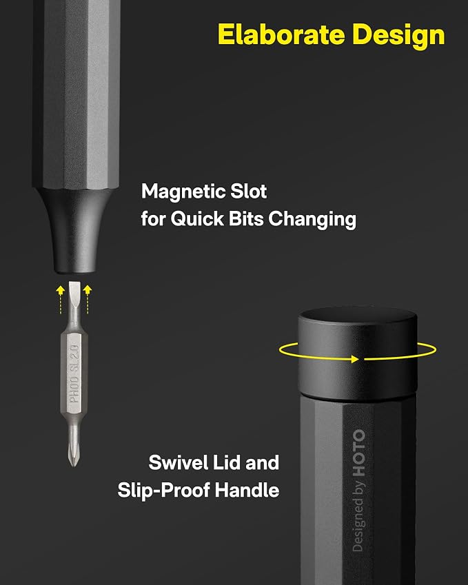 HOTO 24 in 1 Mini Screwdriver Set, Eyeglass Repair Kit, Slate Grey | Magnetic Torx Bit Set, EDC Pen Screwdriver for Electronics, Watches, Phones, Laptops, Cameras, Gadgets for Men