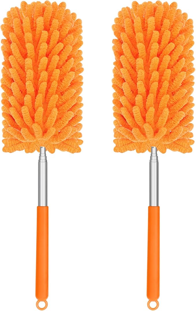 Mini Duster for Cleaning, 360° Bendable Hand Dusters with Extension Pole, Washable Small Duster for Car Interior, Office, Furniture