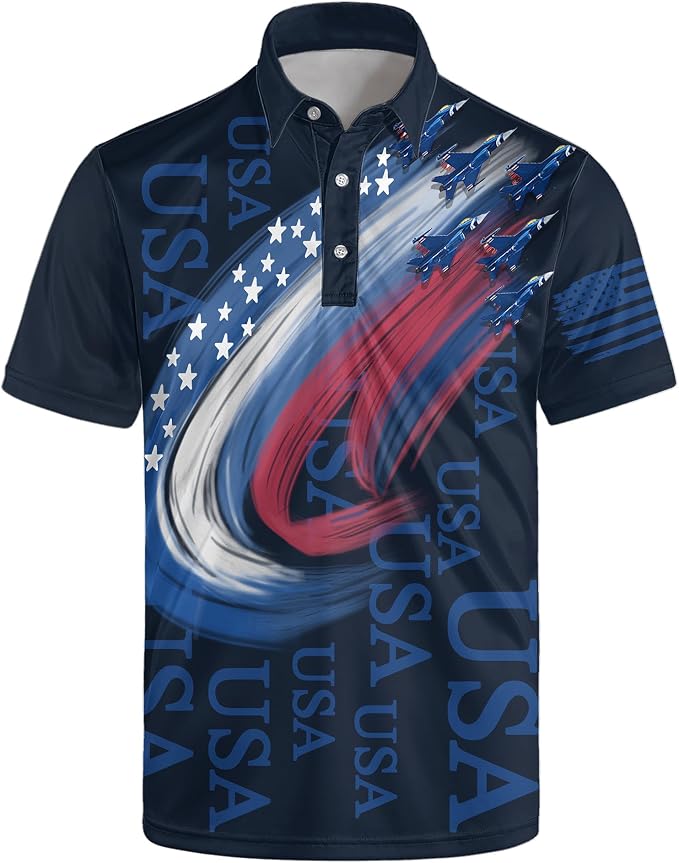 Polo Shirts for Men Moisture Wicking Mens Polo Shirts Patriotic Shirts for Men