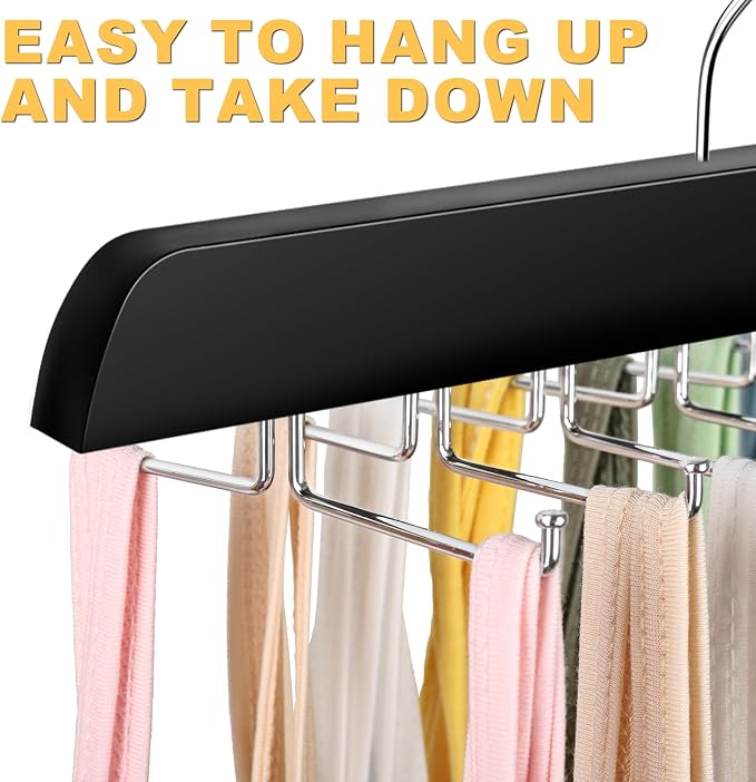 Resovo Tank Top Hanger with Premium Wood, 24 Large Capacity, Space Saving,360 Degree Rotating, Foldable Metal Hooks, Tank Tops