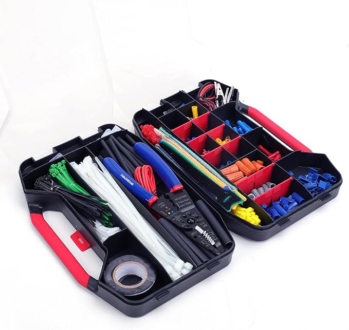 WORKPRO Crimping Tool Kit with 582PCS Heat Shrink Wire Connectors | Electrical Wire Terminals for AWG 22-10, 3-in-1 Wire Strippers Cutters & Crimpers, Electrical Repair Kit with Storage Case