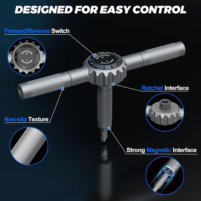 STREBITO T Handle Ratchet Screwdriver Set, 67-in-1 Ratcheting Screwdriver | 72-Tooth Ratchet with 50 N·m Torque, Magnetic Multitool Set for Furniture Assembly, Bicycle, Electronics & Home Repair