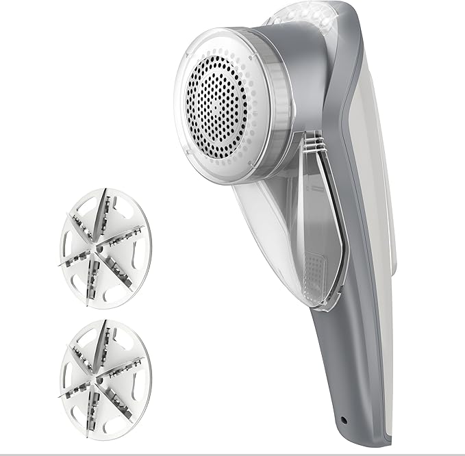 MR.SIGA Lint Remover Sweater Defuzzer with 2 Replaceable 6-Leaf Blades | Fabric shaver with 2 speeds, rechargeable electric lint fuzz remover with LED lights and 2 replaceable 6-leaf blades
