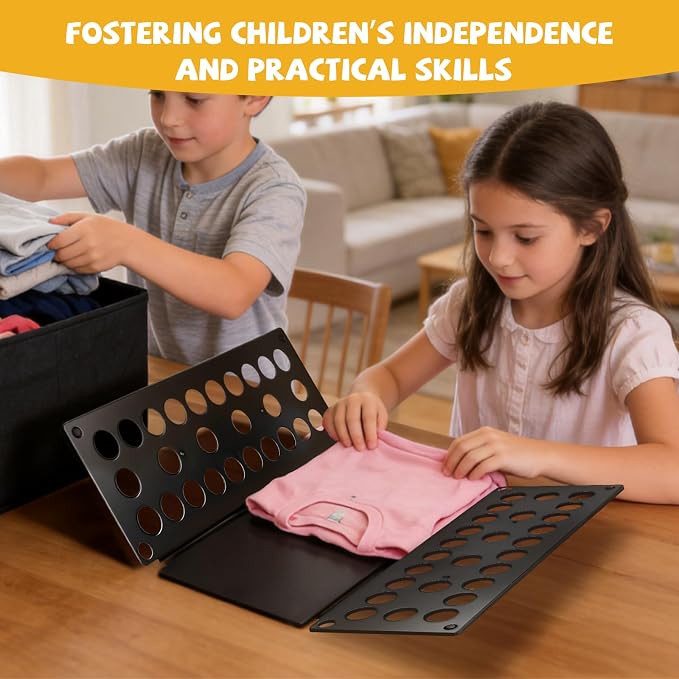 Kids Clothes Folding Board for Kids Ages 1–7 (Up to 48″), Portable Tshirt Folder Board for Children – Teach Your Child to Folding Clothes Easily