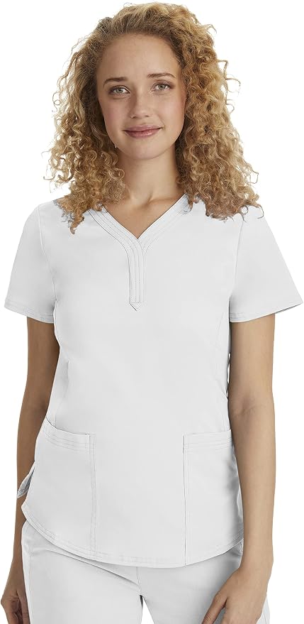 Healing Hands Purple Label Jane Scrub Top for Women Y-Neck Design | 2 Patch Pockets, Slim Fit Side Vents, Fitted Shirttail Silhouette, Breathable Comfort, Easy Care Fabric, Made for Every Shift