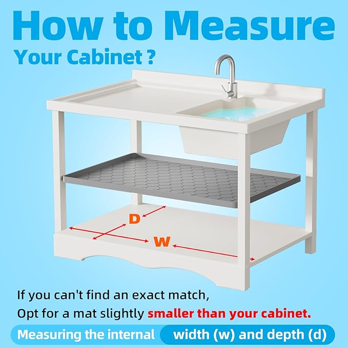 Winisok Silicone Under Sink Mat 25" x 19", kitchen Essentials and Gadgets, Shelf liner and Cabinet Protector, Home Organizers and Storage, Waterproof Bathroom Tray