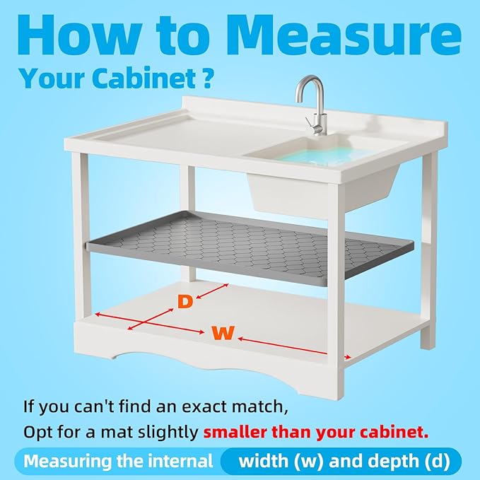 Winisok Silicone Under Sink Mat 22" x 22", kitchen Essentials and Gadgets, Shelf liner and Cabinet Protector, Home Organizers and Storage, Waterproof Bathroom Tray
