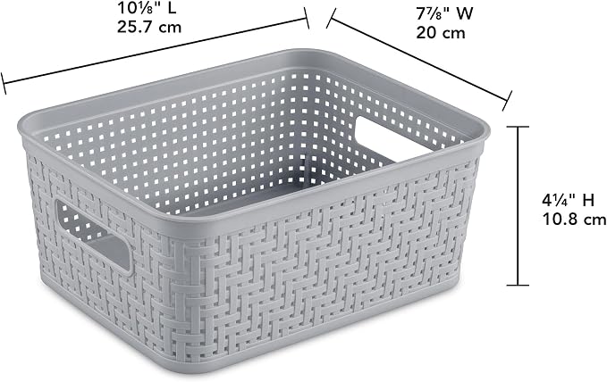 Sterilite 32 Pack Plastic Storage Bin Organization Containers, Small Baskets, Cement