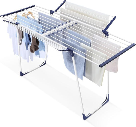 APEXCHASER Clothes Drying Rack, Drying Rack Large Space with 2 Wings | Expandable Design, 4 drying spaces, Spacious Design with 2 Frame Supports, Folds Flat for Storage, Rust-resistant Coating