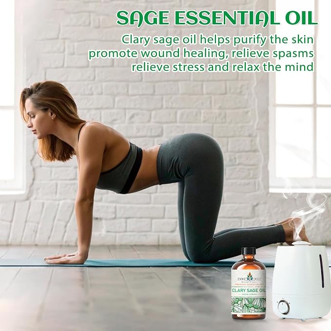 EVOKE OCCU Clary Sage Oil for Diffuser, Spray & Skin Care | Clary Sage Essential Oil, Ideal for Diffusers, Room Sprays and Daily Skin Care - 4 FL Oz