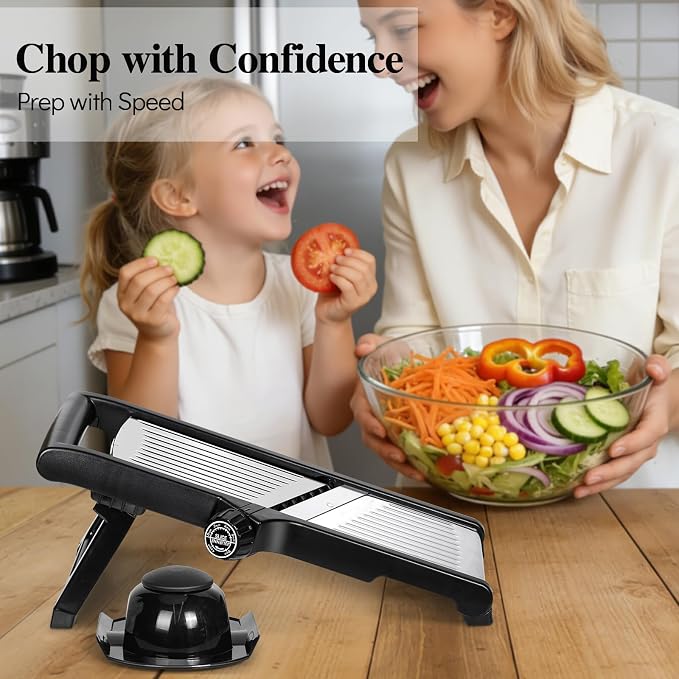 MASTERTOP Mandoline Slicer Adjustable Stainless Steel Food Slicer for Kitchen Vegetable Onion Potato Fruit French Fry Cutter Potato Chip Julienne Slicers with Cut Resistant Gloves