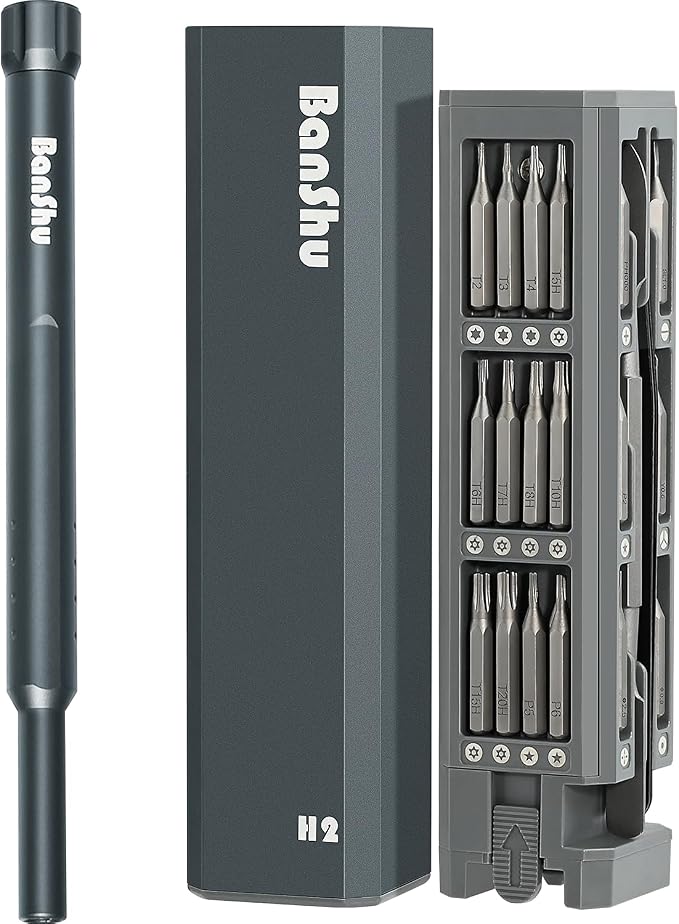 Banshu Precision Screwdriver Set, 46 in 1 Small Screwdriver Set with Case, Torx Star Pentalobe Screwdriver Bits, Magnetic Mini Repair Tool Kit for Glasses, Watch, Phone, Laptop, Macbook, PC, PS5, Toys